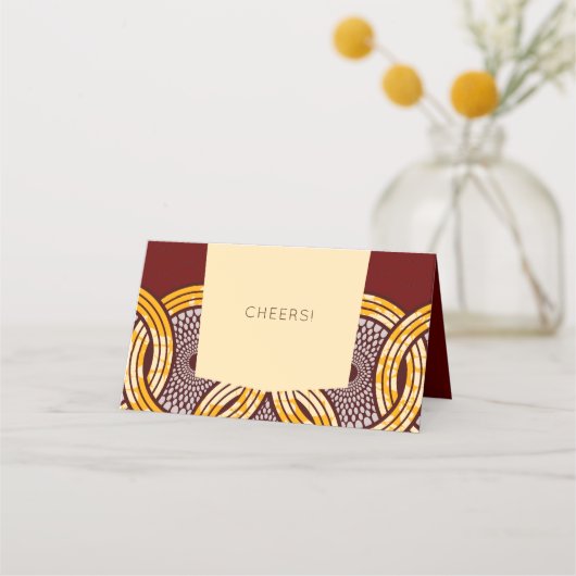 アフリカンアンカラキテン金ゴールドフローラテーブル座席表 プレイスカード (裏面)