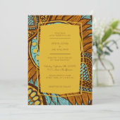 アフリカンアンカラティール（緑がかった色）フローラ結婚式招待状 招待状 (スタンド正面)