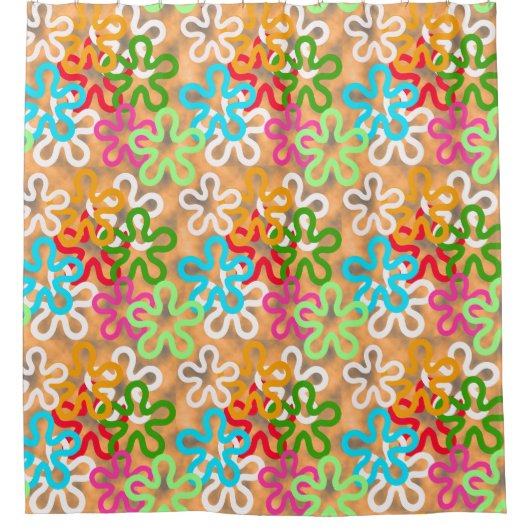 アフリカンアンカラパターンデザイン シャワーカーテン (正面)