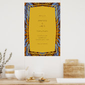 アフリカンアンカラブルーフローラ披露宴ポスター ポスター (キッチン)