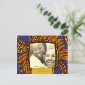 アフリカンアンカラブルー金ゴールドフローラ保存日 案内ポストカード (スタンド正面)