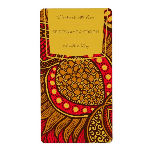 アフリカンアンカラブルー金ゴールドフローラ優先ラベル ラベル (正面)