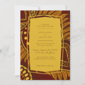 アフリカンアンカラマルーンフローラ結婚式招待状 招待状 (正面)