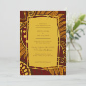 アフリカンアンカラマルーンフローラ結婚式招待状 招待状 (スタンド正面)