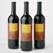 アフリカンアンカラレッドフローラワインラベル ワインラベル (ボトル)