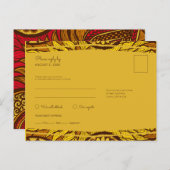アフリカンアンカラレッドフローラRSVP食葉書 インビテーションポストカード (正面/裏面)