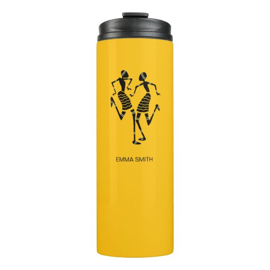 アフリカンアートシルエットジョイダンスオレンジ誕生日 タンブラー (正面)