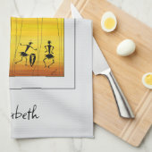 アフリカンアートトロピカルサンセットお祝い キッチンタオル (四つ折り)