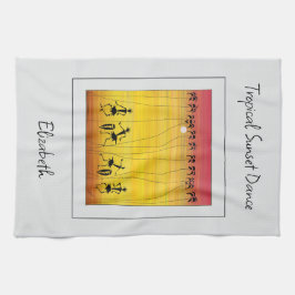 アフリカンアートトロピカルサンセットお祝い キッチンタオル