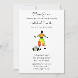 アフリカンアート素晴らしハピネス・ダンス誕生日 招待状