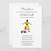 アフリカンアート素晴らしハピネス・ダンス誕生日 招待状 (正面/裏面)