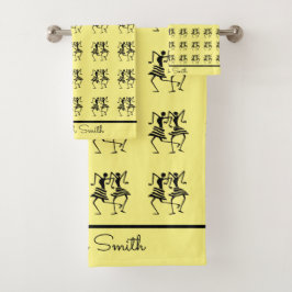 アフリカンアート、お祝いシルエットダンサー バスタオルセット