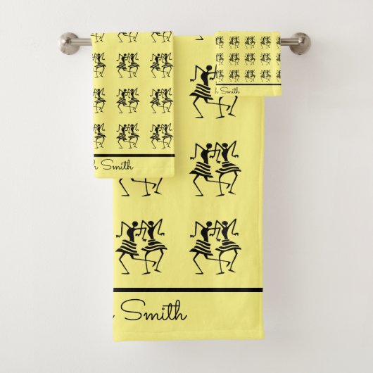 アフリカンアート、お祝いシルエットダンサー バスタオルセット (インサイチュ)