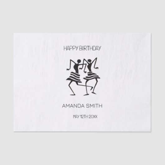 アフリカンアート、シルエットお祝いダンサー 薄葉紙 (正面)