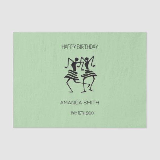 アフリカンアート、シルエットお祝いダンサー 薄葉紙 (正面)