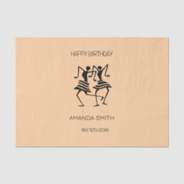 アフリカンアート、シルエットお祝いダンサー 薄葉紙