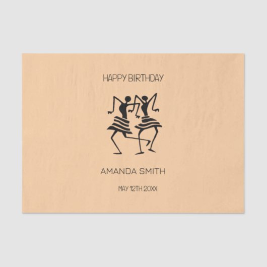 アフリカンアート、シルエットお祝いダンサー 薄葉紙 (正面)