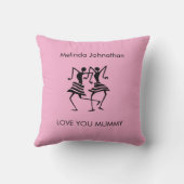 アフリカンアート、シルエットお祝いダンサーPink クッション (裏面)