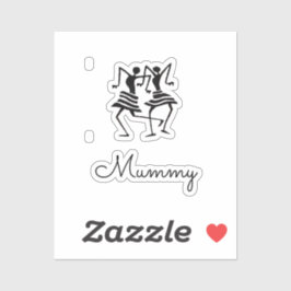 アフリカンアート、シルエットお祝いダンサーPink シール