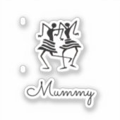 アフリカンアート、シルエットお祝いダンサーPink シール (正面)