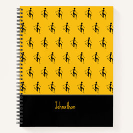 アフリカンアート、シルエットアスリート、オレンジ ノートブック