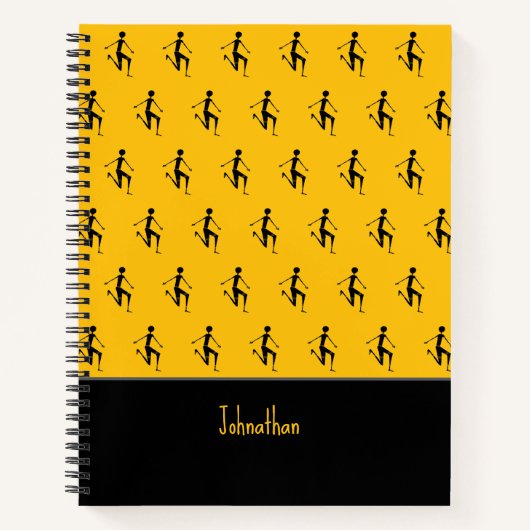 アフリカンアート、シルエットアスリート、オレンジ ノートブック (正面)