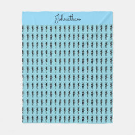 アフリカンアート、シルエットギタリストパターンブルー フリースブランケット