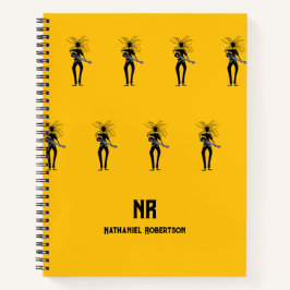 アフリカンアート、シルエットギタリストパターン ノートブック