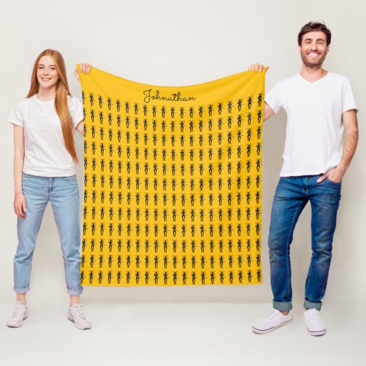 アフリカンアート、シルエットギタリストパターン フリースブランケット (インサイチュ)