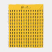 アフリカンアート、シルエットギタリストパターン フリースブランケット (正面)