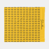 アフリカンアート、シルエットギタリストパターン フリースブランケット (正面(横))