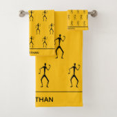 アフリカンアート、スティックマンシルエット踊りパターン バスタオルセット (インサイチュ)