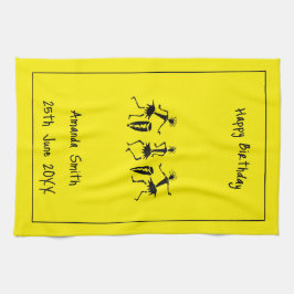 アフリカンアート、ハッピーダンス キッチンタオル