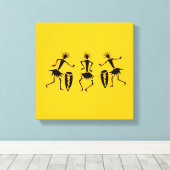 アフリカンアート、ハッピーダンス キャンバスプリント (インサイチュ (ウッドフロア))