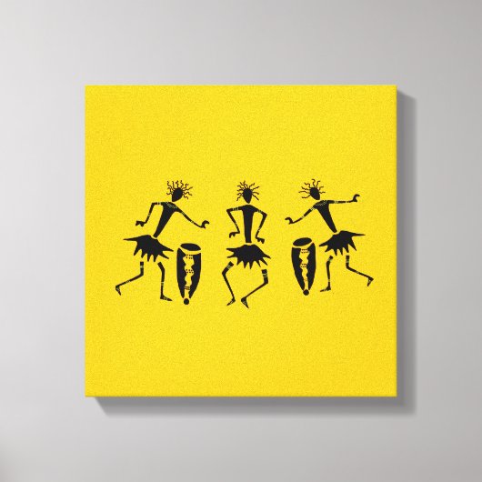 アフリカンアート、ハッピーダンス キャンバスプリント (正面)