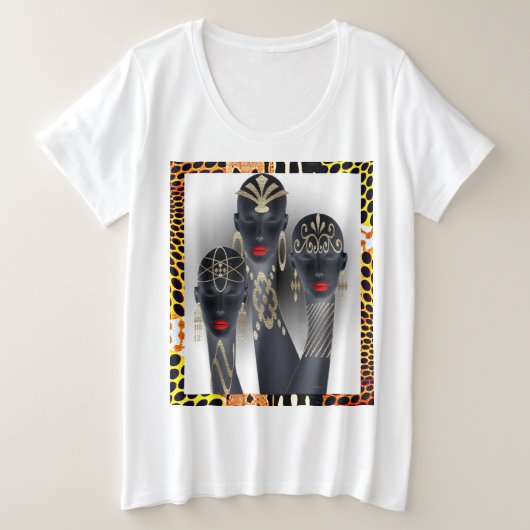 アフリカンアート 大きいサイズ プラスサイズTシャツ (デザイン正面)