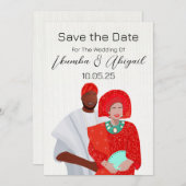 アフリカンイラストカップル セーブザデート (正面/裏面)