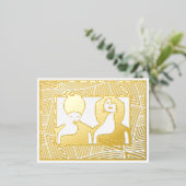 アフリカンウィメンブラック伝統ハッピークワンザ 箔シーズンポストカード (立ち正面)