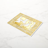 アフリカンウィメンブラック伝統ハッピークワンザ 箔シーズンポストカード (回転した状態)