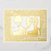 アフリカンウィメンブラック伝統ハッピークワンザ 箔シーズンポストカード (正面)