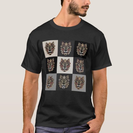 アフリカンエスニックアート柄 Tシャツ (正面)
