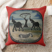 アフリカンエレファントアートプリント クッション (ブランケット)