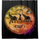 アフリカンエレファントアートプリント シャワーカーテン (正面)