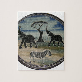 アフリカンエレファントアートプリント ジグソーパズル