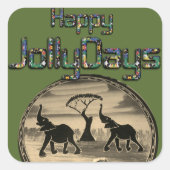 アフリカンエレファントアートプリント スクエアシール (正面)