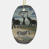 アフリカンエレファントアートプリント セラミックオーナメント (左)