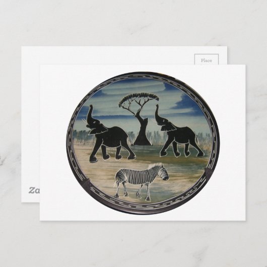 アフリカンエレファントアートプリント ポストカード (正面/裏面)