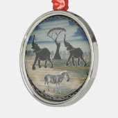 アフリカンエレファントアートプリント メタルオーナメント (左)