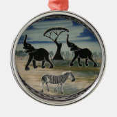 アフリカンエレファントアートプリント メタルオーナメント (正面)