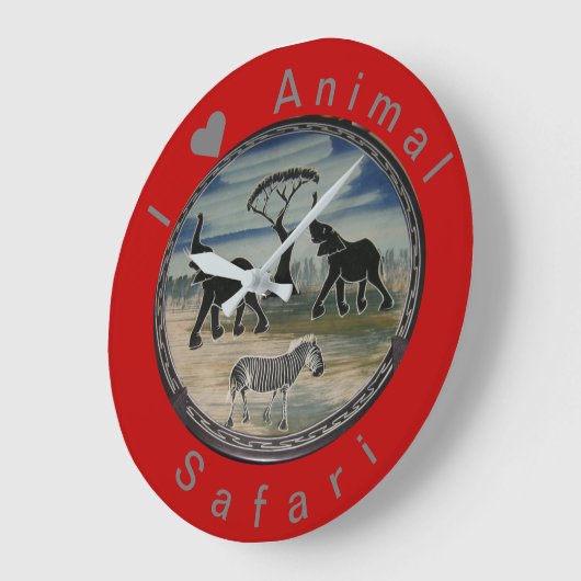 アフリカンエレファントアートプリント ラージ壁時計 (傾斜)
